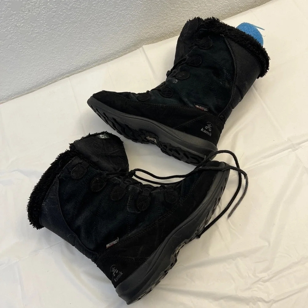Kamik Icelyns Snow‎ Winter Boots Womens Sz 6 Black Waterproof -22 Rating Lace Up